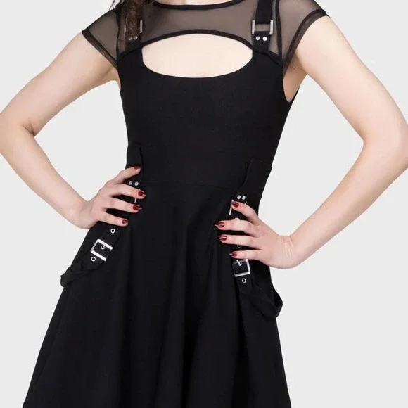 killstar kounter kulture mni dress with mesh and strap details size xs - Picture 1 of 5